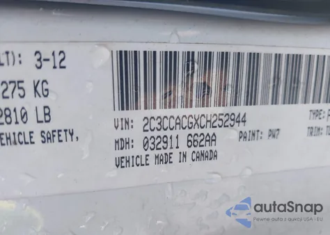 2012 Chrysler 300 Limited from USA, damaged, VIN 2C3CCACGXCH252944